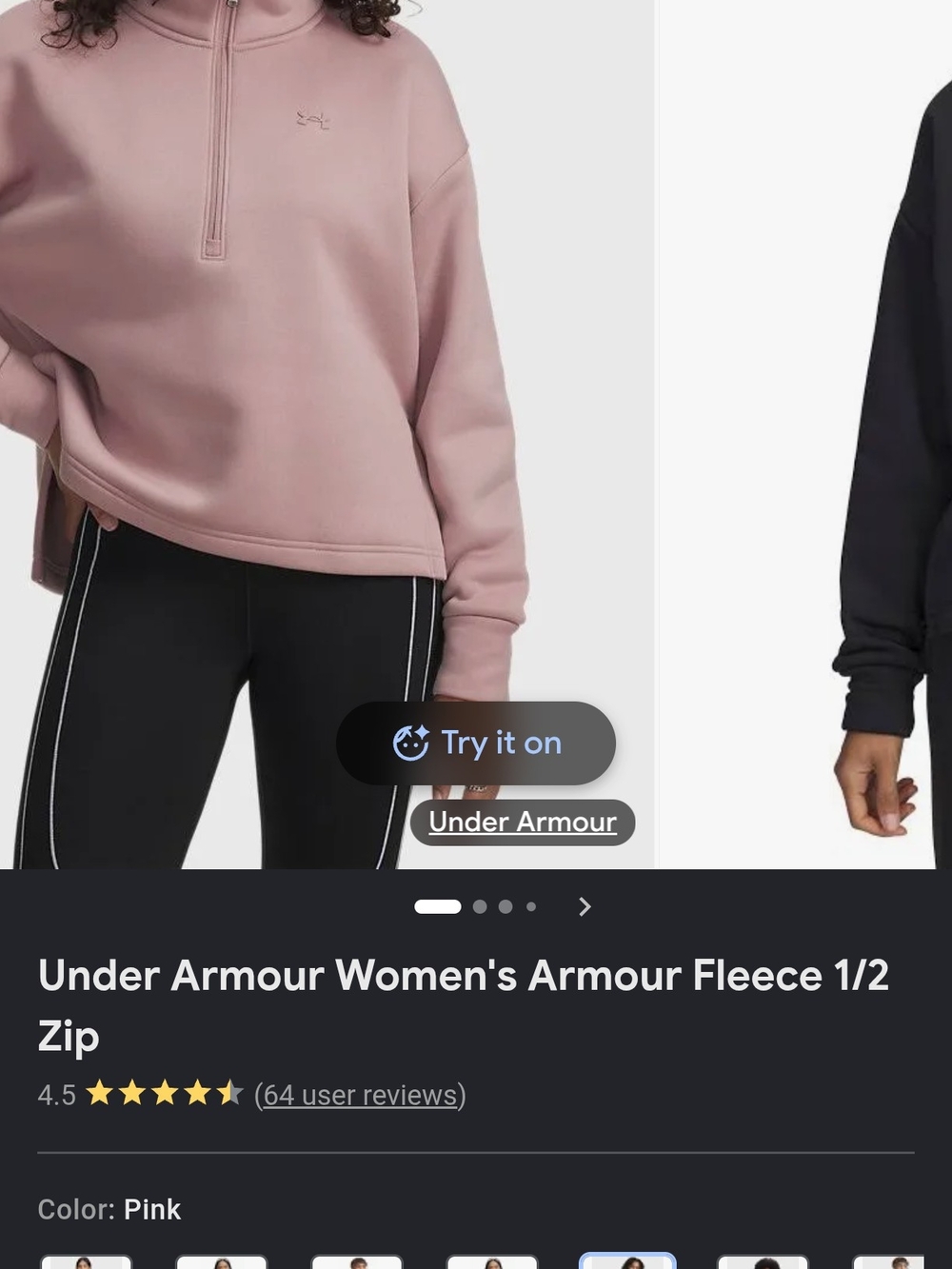 Under Armour Women's 1/2 Zip Fleece Pullover - Dusty Pink